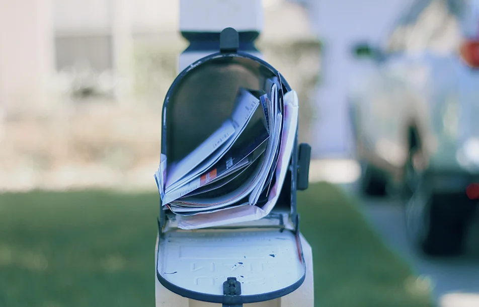 mailbox filled with direct mail